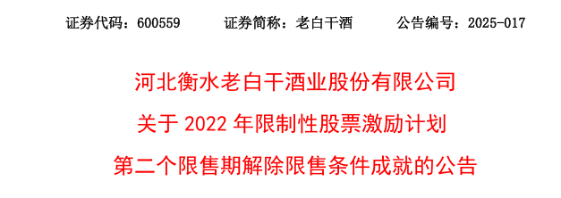 老白干酒515万(😖)股激励股(🗒)解禁在即！业绩达标与机构调仓下的股价博弈